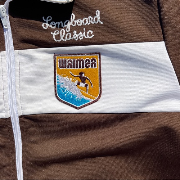 Y2K Hollister Pro Sport Retro Waimea Longboard Classic Brown Track Jacket, L - Picture 5 of 12